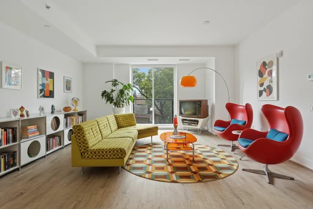 Sample living room redesign in Retro style, after