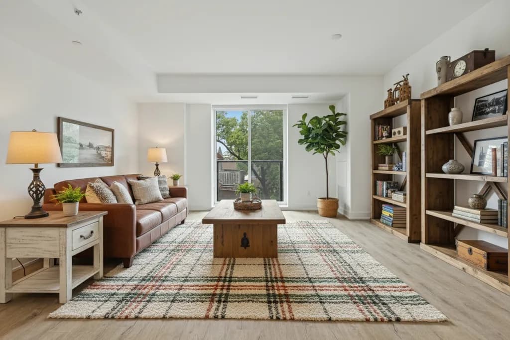Sample living room redesign in Rustic style